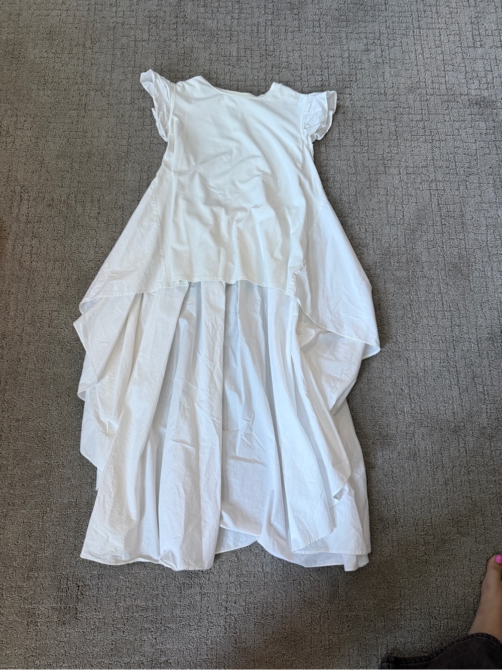 English Factory White High-Low Ruffle Sleeve Dress